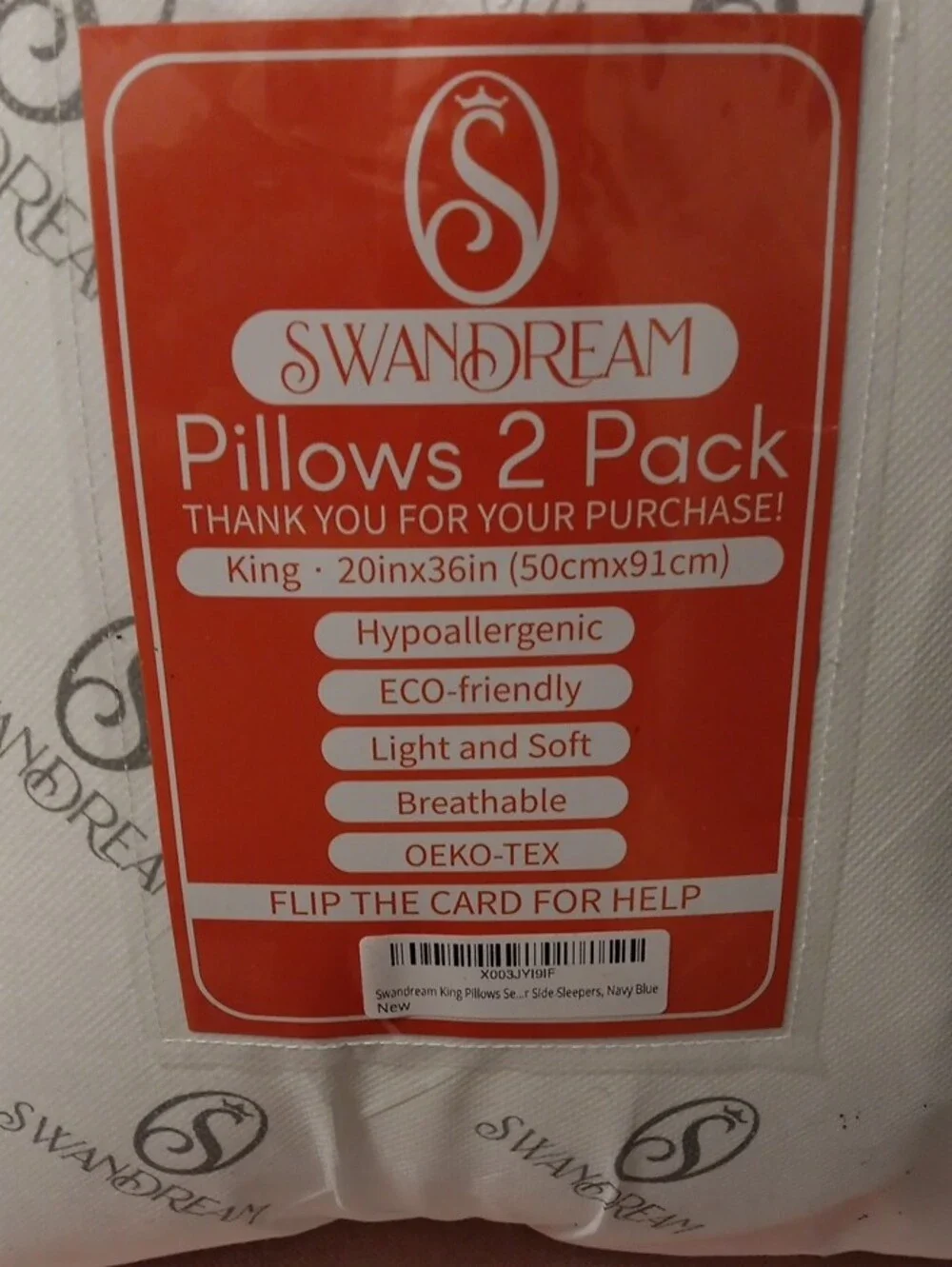 ANDREA FENZI White Pillow Pair with Orange Label